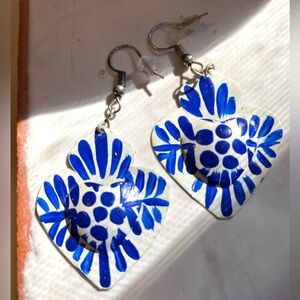 MILAGRO ❤️‍🔥 Heart Earrings/ Sacred Heart Hand Painted Hearr Earrings/ Mexico